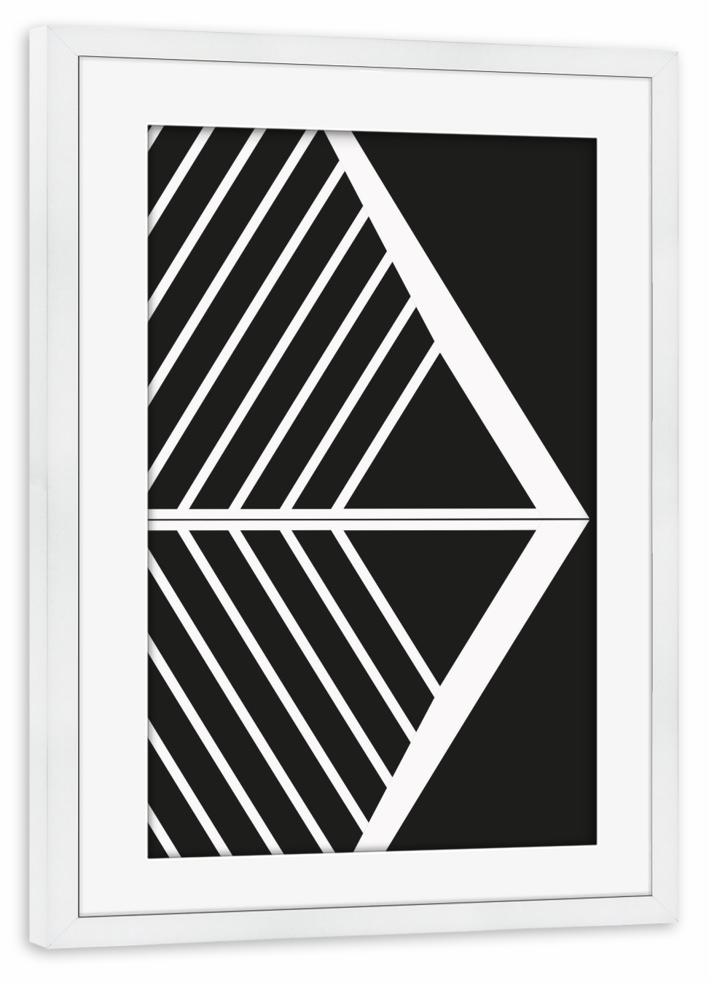 Poster mit Rahmen weiß "Geomerty Line ART tri black white" artboxONE - Abstrakt,Schwarzweiß,Geometrie