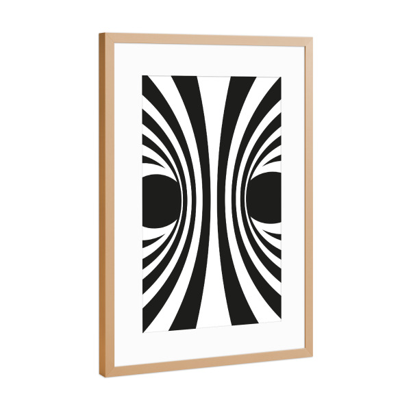 Poster mit Rahmen Kupfer "OP ART line art perspective" artboxONE - Abstrakt,Schwarzweiß,Geometrie