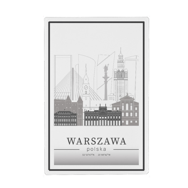 Metall Poster "Warsaw skyline line art" artboxONE - Städte,Reise,Architektur,Kartografie