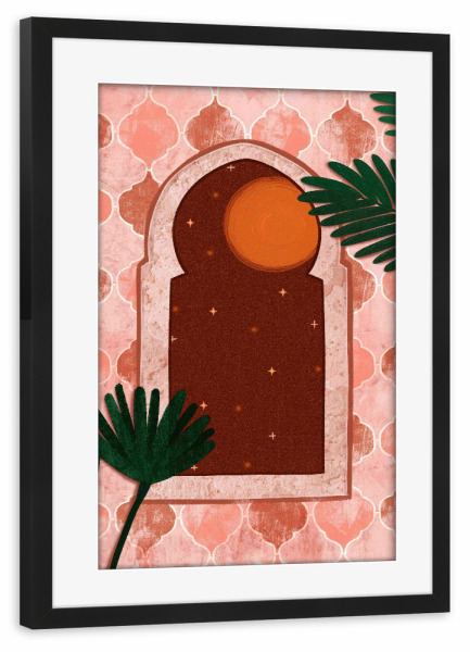 Poster mit Rahmen schwarz "Marokkanisches Fenster" artboxONE - Reise,Architektur