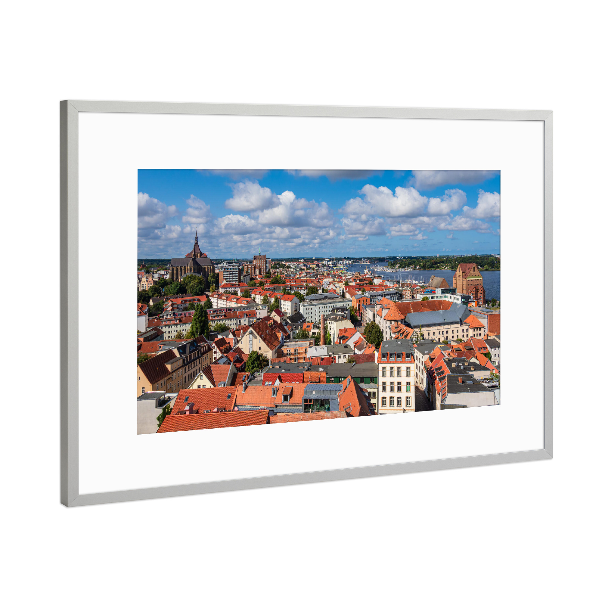 Poster mit Rahmen Silber "Rostock von oben" artboxONE - Reise,Architektur,Städte / Weitere