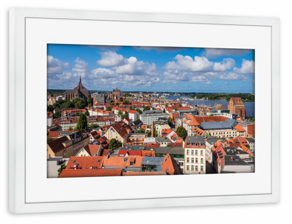 Poster mit Rahmen weiß "Rostock von oben" artboxONE - Reise,Architektur,Städte / Weitere