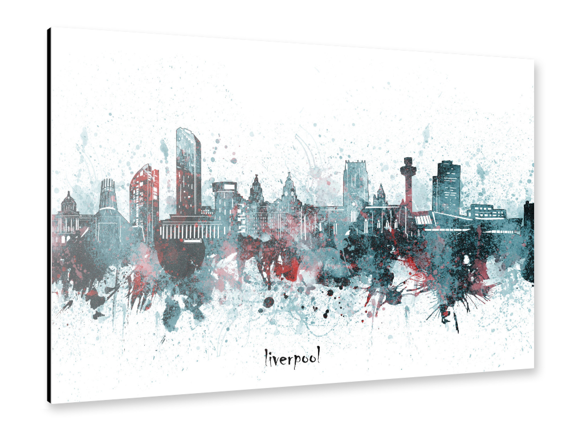 Alu-Dibond "Liverpool skyline artistic grey" 75x50 cm artboxONE