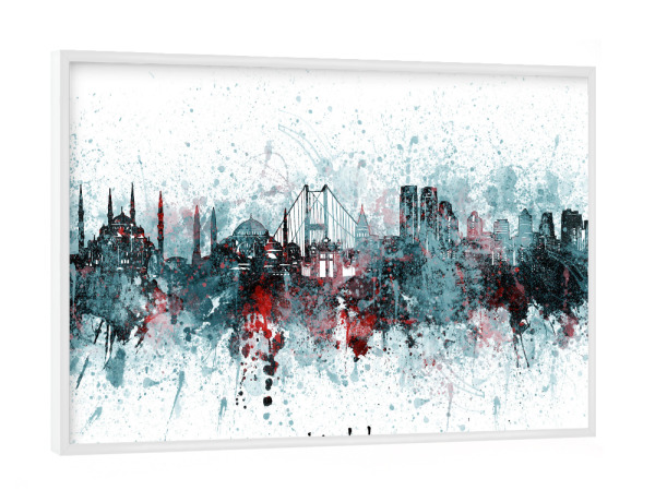 Poster mit weißem Rahmen "Istanbul skyline artistic grey" artboxONE - Städte,Reise,Architektur,Städte / Istanbul