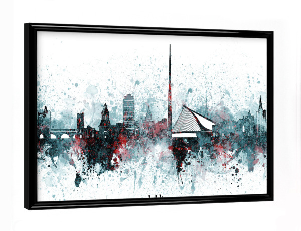 Poster mit schwarzem Rahmen "Dublin skyline artistic grey" artboxONE - Städte,Reise,Architektur