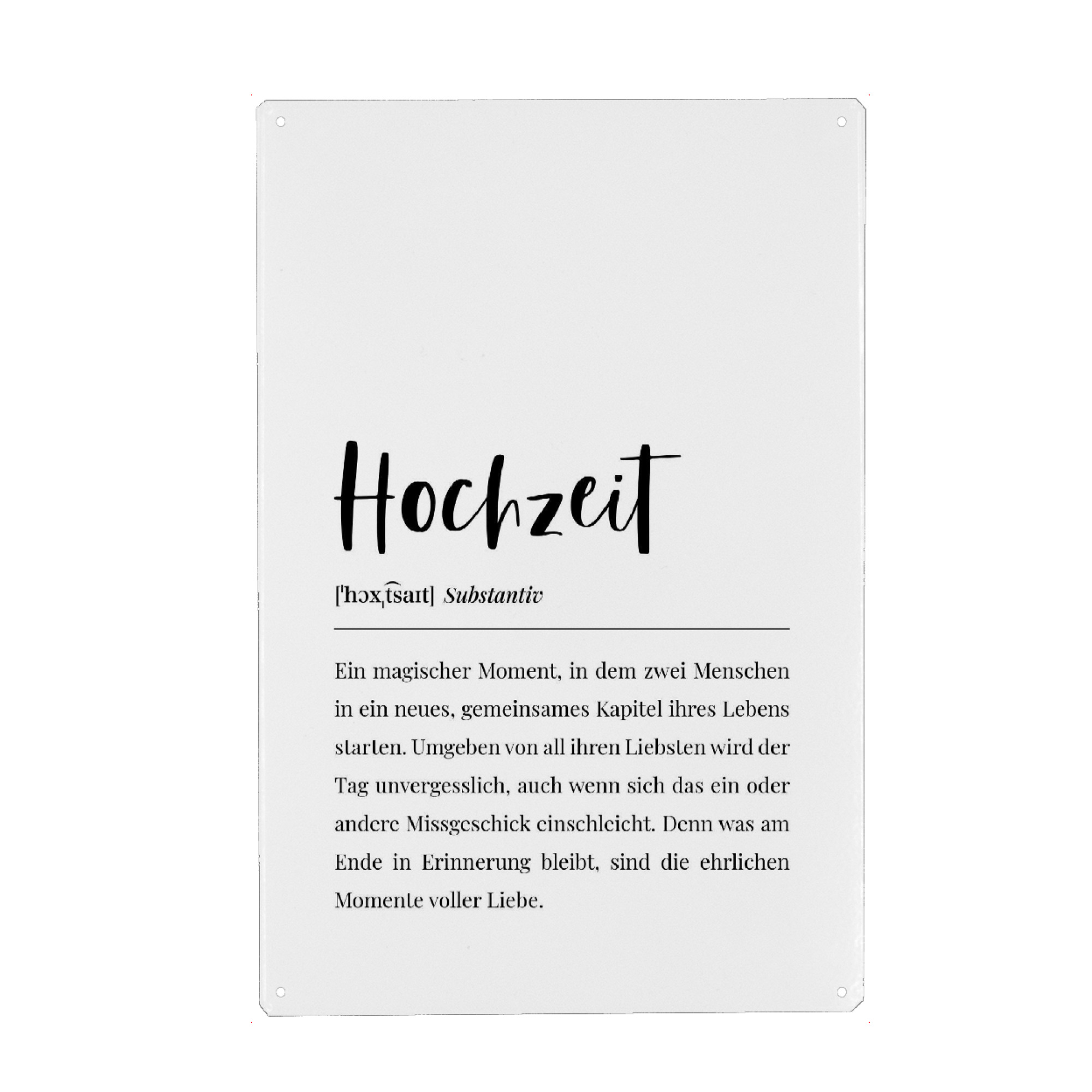 Metall Poster "Hochzeit Definition Lexikon" artboxONE - Typografie,Schwarzweiß,Liebe