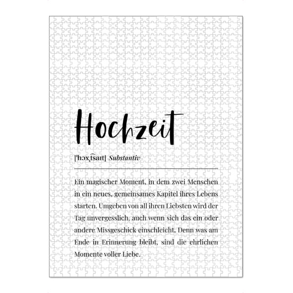 Puzzle Ravensburger "Hochzeit Definition Lexikon" artboxONE - Typografie,Schwarzweiß,Liebe