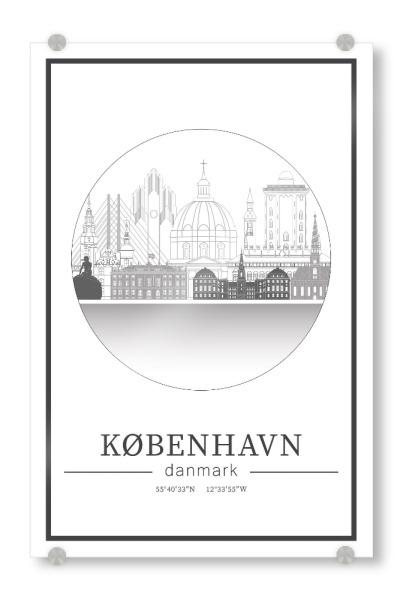 Acrylglasbild "Copenhagen skyline line art circle" artboxONE - Städte,Reise,Architektur,Städte / København,Kartografie