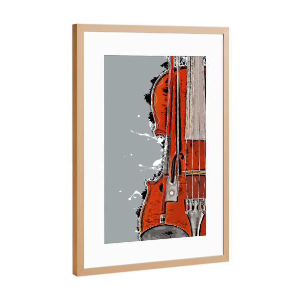 Poster mit Rahmen Kupfer "Violin music arts cartoon" artboxONE - Musik - Music,Violin,Violinist,Instrument,String,Cartoon,Geige,Musik,Violine