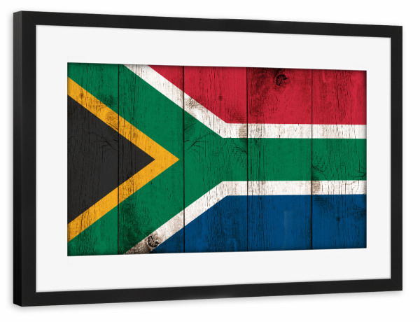 Poster mit Rahmen schwarz "South Africa Vintage Flag" artboxONE - Abstrakt,Reise / Afrika