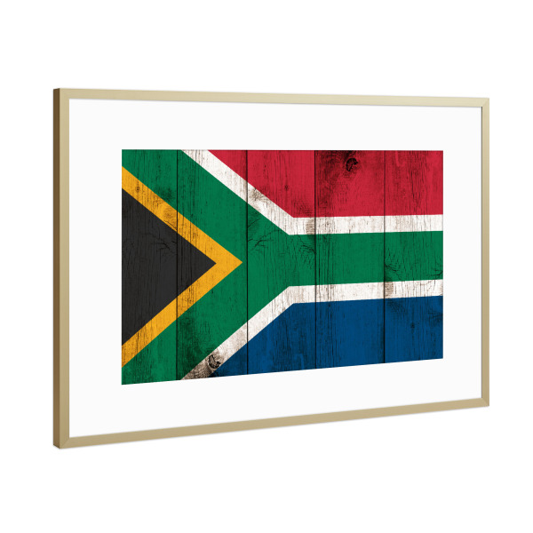 Poster mit Rahmen Gold "South Africa Vintage Flag" artboxONE - Abstrakt,Reise / Afrika