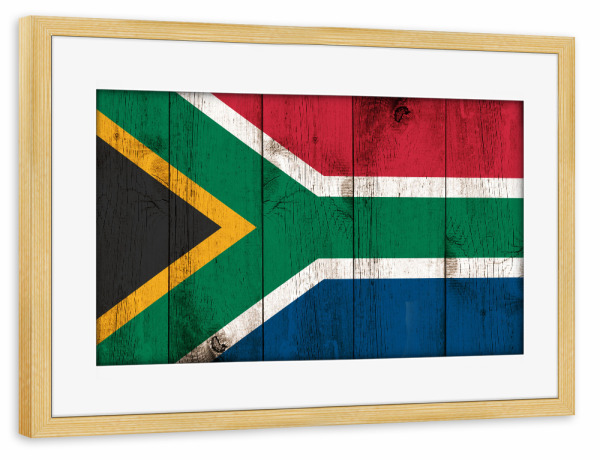 Poster mit Rahmen kiefer "South Africa Vintage Flag" artboxONE - Abstrakt,Reise / Afrika