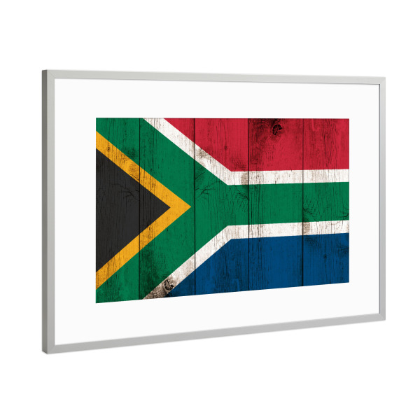 Poster mit Rahmen Silber "South Africa Vintage Flag" artboxONE - Abstrakt,Reise / Afrika