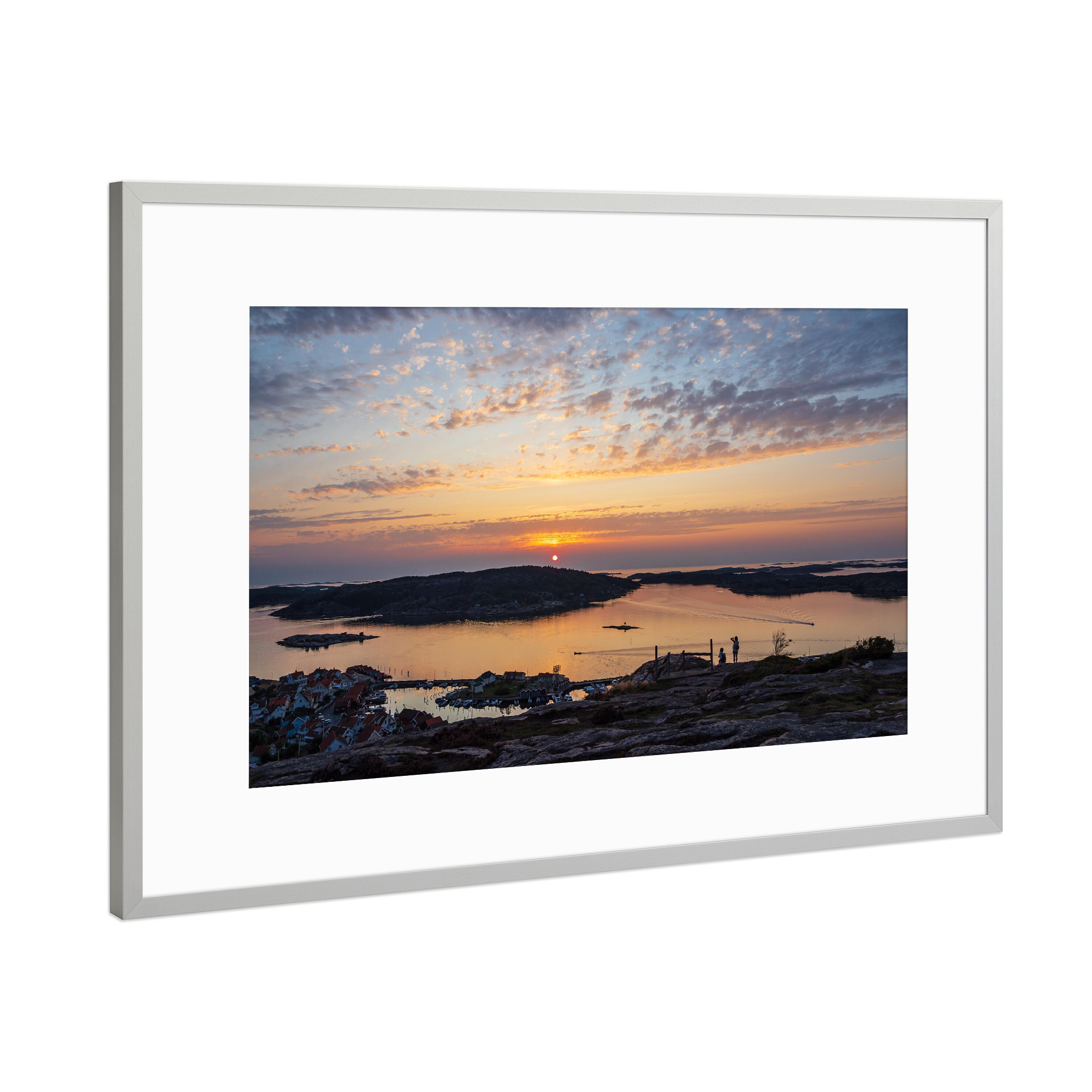 Poster mit Rahmen Silber "Sonnenuntergang in Fjällbacka" artboxONE - Natur,Reise,Reise / Strand und Meer,Reise / Länder