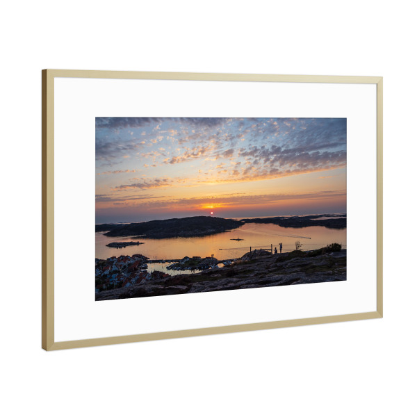 Poster mit Rahmen Gold "Sonnenuntergang in Fjällbacka" artboxONE - Natur,Reise,Reise / Strand und Meer,Reise / Länder