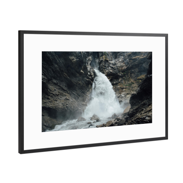 Poster mit Rahmen Schwarz (Metallic) "Pochtenfall Waterfall" artboxONE - Natur