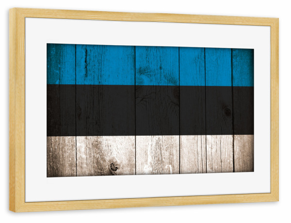 Poster mit Rahmen kiefer "Estonia Vintage Flag" artboxONE - Reise,Reise / Länder