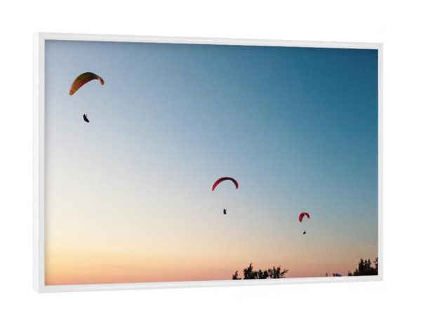 Poster mit weißem Rahmen "Paragliding" artboxONE - Sport - Paragliding,Sport,Sky,Himmel,Sonnenuntergang,Sunset,Fly,Fliegen