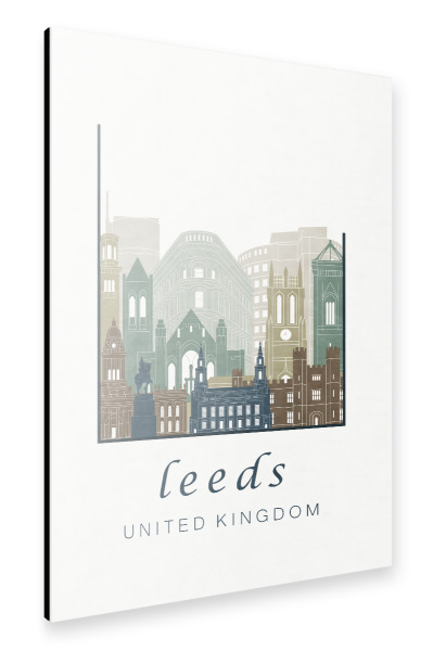 Alu-Dibond "Leeds skyline light blue" 30x20 cm artboxONE