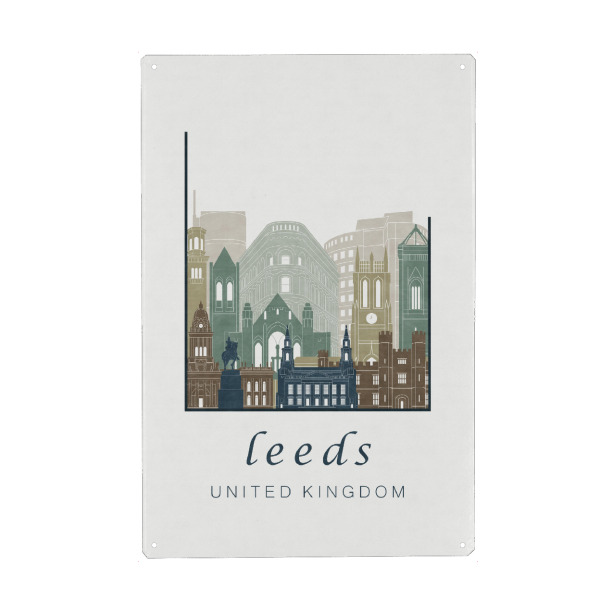 Metall Poster "Leeds skyline light blue" artboxONE - Städte,Reise,Architektur,Kartografie