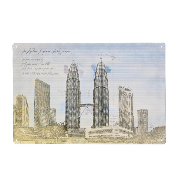 Holzbild "Petronas Towers, Kuala Lumpur" artboxONE - Architektur,Reise / Asien