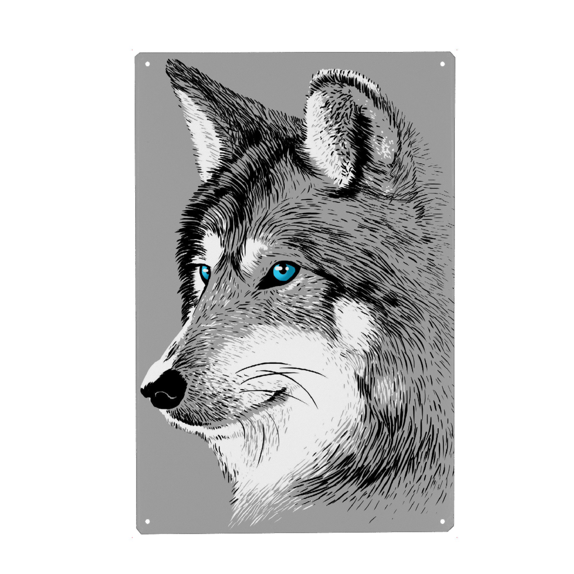 Metall Poster "Sketch Wolf" artboxONE - Tiere,Comic - Wolf,Wolves,Sketch,Tier,Animal,Comic,Portrait - Blechschild