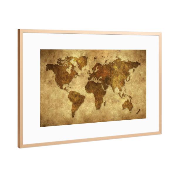 Poster mit Rahmen Kupfer "World Map Brown 3 (matart)" artboxONE - Kartografie