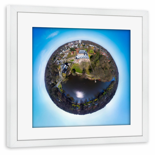 Poster mit Rahmen weiß "Reinbeker Schloss - Südseite" artboxONE - Städte,Natur,Reise,Architektur,Reise / Länder