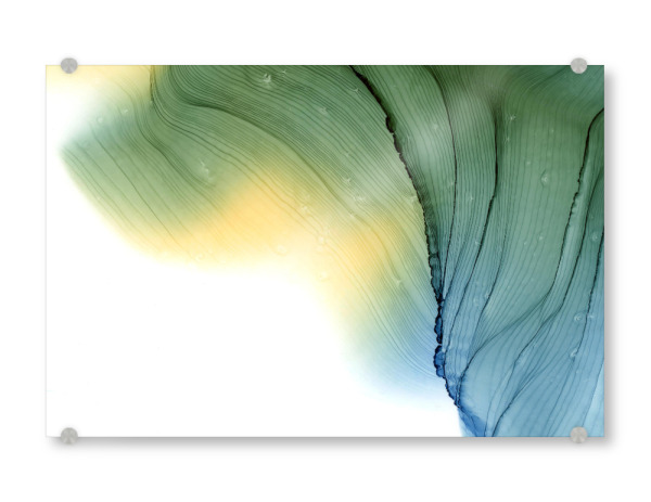 Acrylglasbild "Gold and Green - Waves" artboxONE - Abstrakt