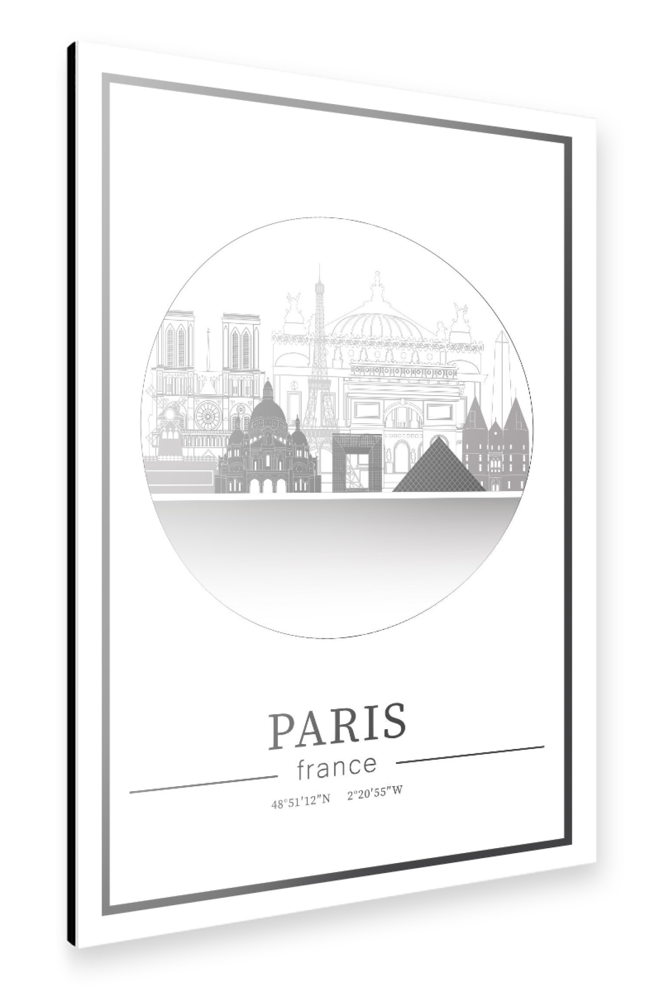 Alu-Dibond "Paris skyline line art circle" 30x20 cm artboxONE