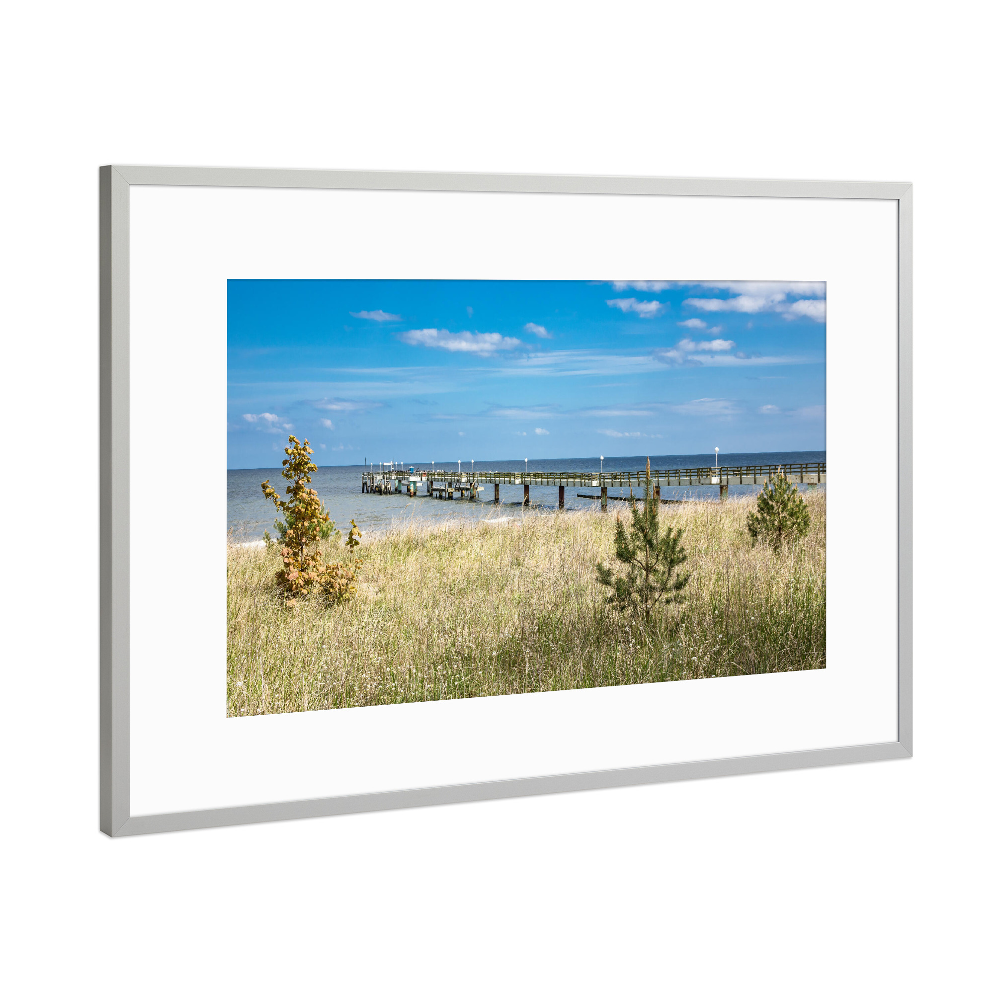 Poster mit Rahmen Silber "Koserow Seebrücke auf Usedom" artboxONE - Natur,Reise,Architektur,Reise / Strand und Meer