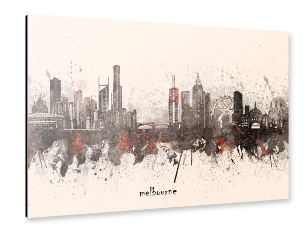 Alu-Dibond "Melbourne skyline artistic beige" 30x20 cm artboxONE