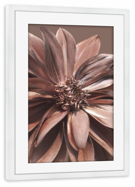 Poster mit Rahmen weiß "Blume in Rosegold Love" artboxONE - Natur,Floral