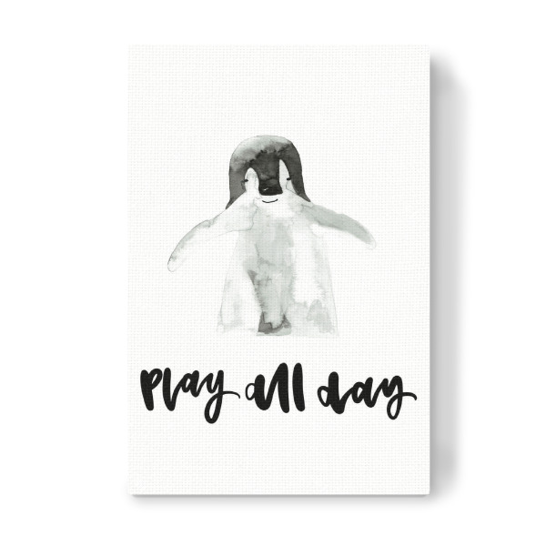 Leinwandbild "Play all day" artboxONE - Typografie,Für Kinder,Tiere