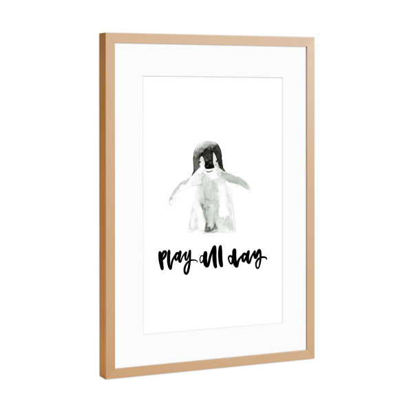 Poster mit Rahmen Kupfer "Play all day" artboxONE - Typografie,Für Kinder,Tiere