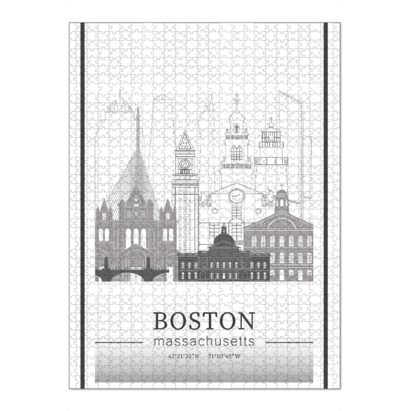 Puzzle Ravensburger "Boston skyline line art" artboxONE - Städte,Reise,Architektur,Städte / Boston,Kartografie