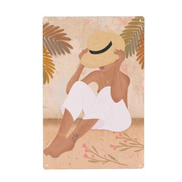 Metall Poster "Siesta unter Palmen" artboxONE - Natur,Menschen