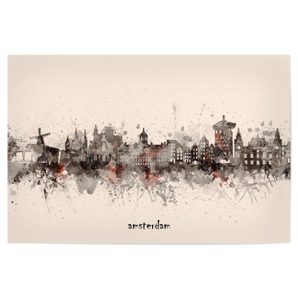 Poster "Amsterdam skyline artistic beige" artboxONE - Städte,Reise,Architektur,Städte / Amsterdam