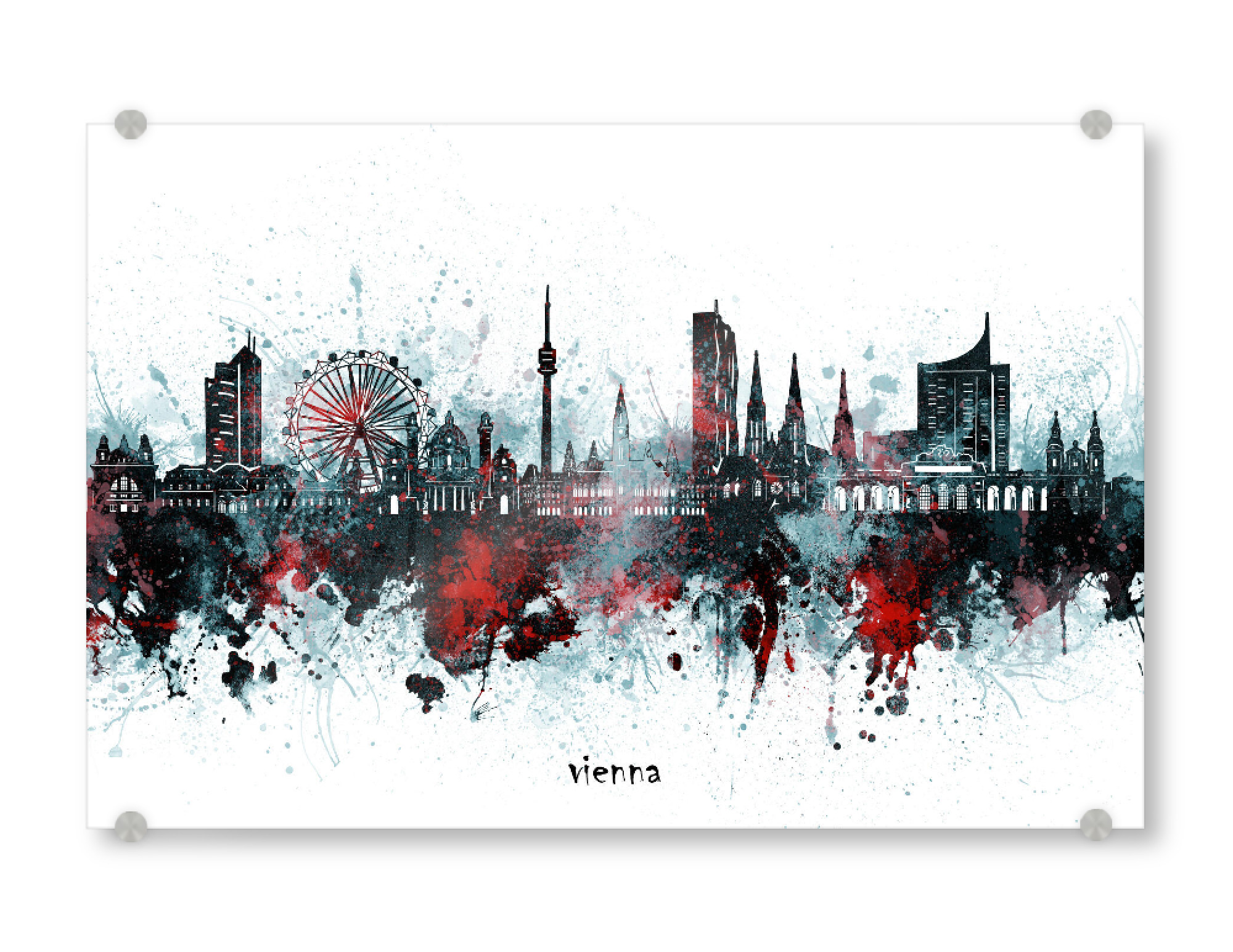 Acrylglasbild "Vienna skyline artistic grey" artboxONE - Städte,Architektur,Städte / Wien