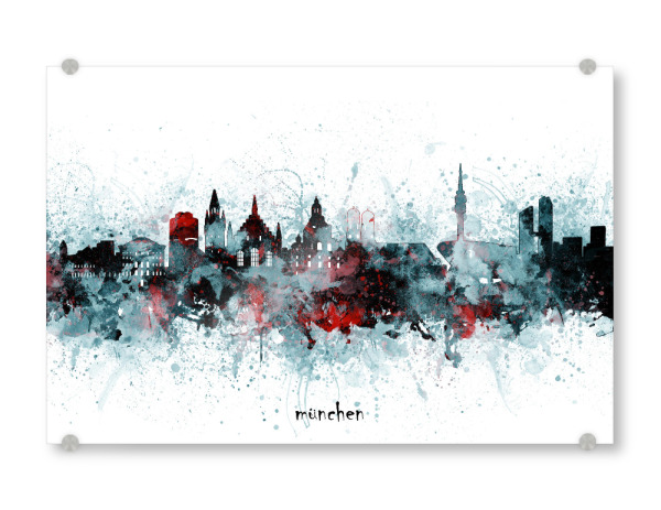 Acrylglasbild "Munich skyline artistic grey" artboxONE - Städte,Städte / München,Reise,Architektur