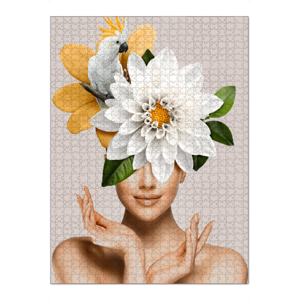 Puzzle Ravensburger "Floral Woman White and Birds" artboxONE - Natur,Menschen