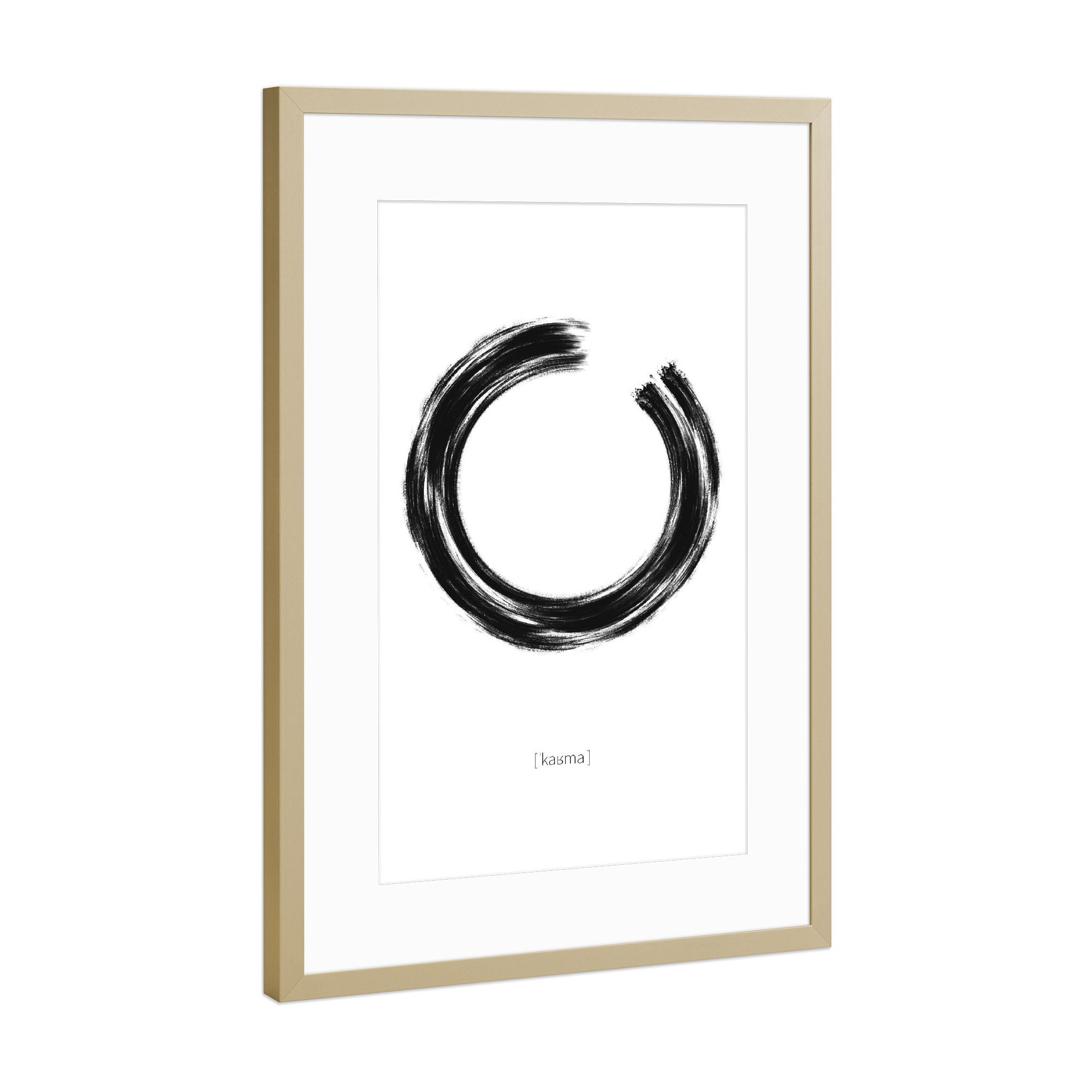 Poster mit Rahmen Gold "Karma Kreislauf" artboxONE - Typografie,Abstrakt,Schwarzweiß,Geometrie