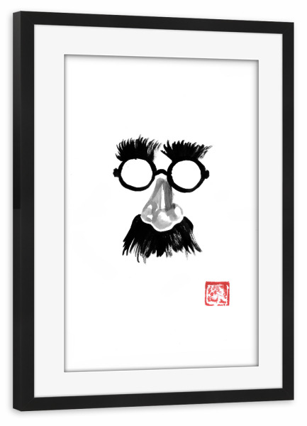 Poster mit Rahmen schwarz "The gang" artboxONE - Comic - Mustache,Sumie,Japan,Nose,Eyebrows