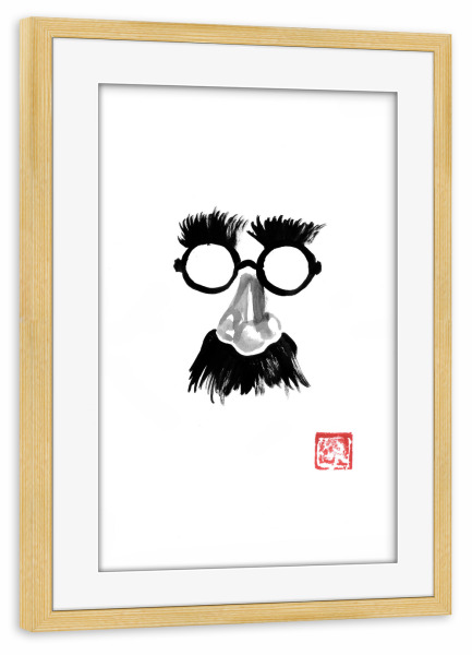 Poster mit Rahmen kiefer "The gang" artboxONE - Comic - Mustache,Sumie,Japan,Nose,Eyebrows