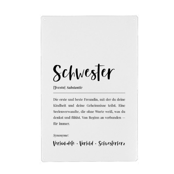 Holzbild "Schwester Definition Lexikon" artboxONE - Typografie,Menschen,Schwarzweiß