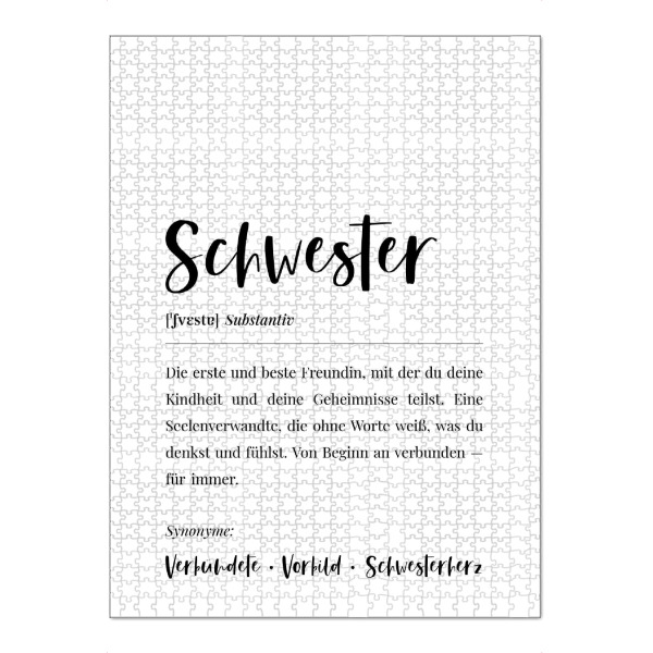 Puzzle Ravensburger "Schwester Definition Lexikon" artboxONE - Typografie,Menschen,Schwarzweiß