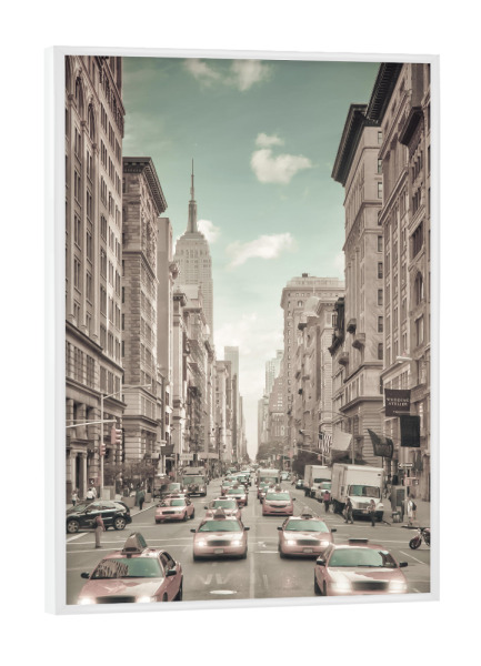 Poster mit weißem Rahmen "NYC 5th Avenue Verkehr | Vintage" artboxONE - Städte / New York,Architektur,Reise / Länder