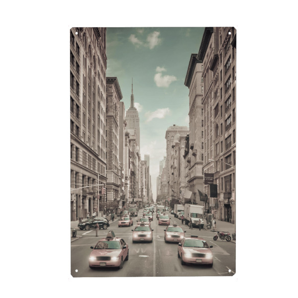 Holzbild "NYC 5th Avenue Verkehr | Vintage" artboxONE - Städte / New York,Architektur,Reise / Länder