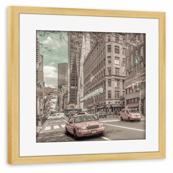 Poster mit Rahmen kiefer "MANHATTAN 5th Avenue | Vintage" artboxONE - Städte / New York,Architektur,Reise / Länder