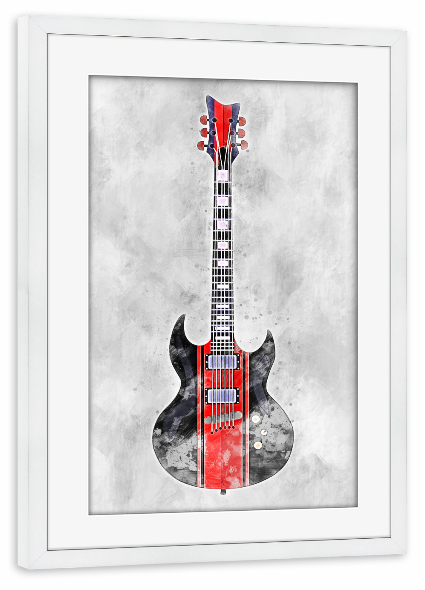 Poster mit Rahmen weiß "Electric guitar 3 (matart)" artboxONE - Musik